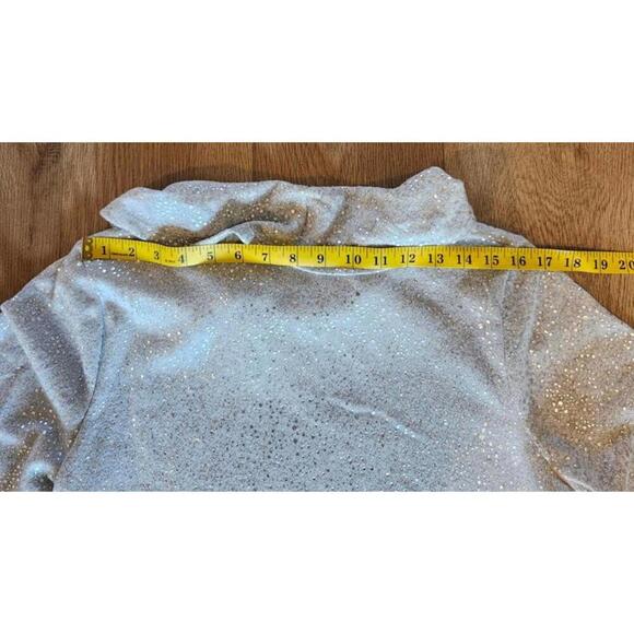 Adrienne Vittadini Shimmering Silver Cowl Neck Sweater Top Large - Picture 6 of 8